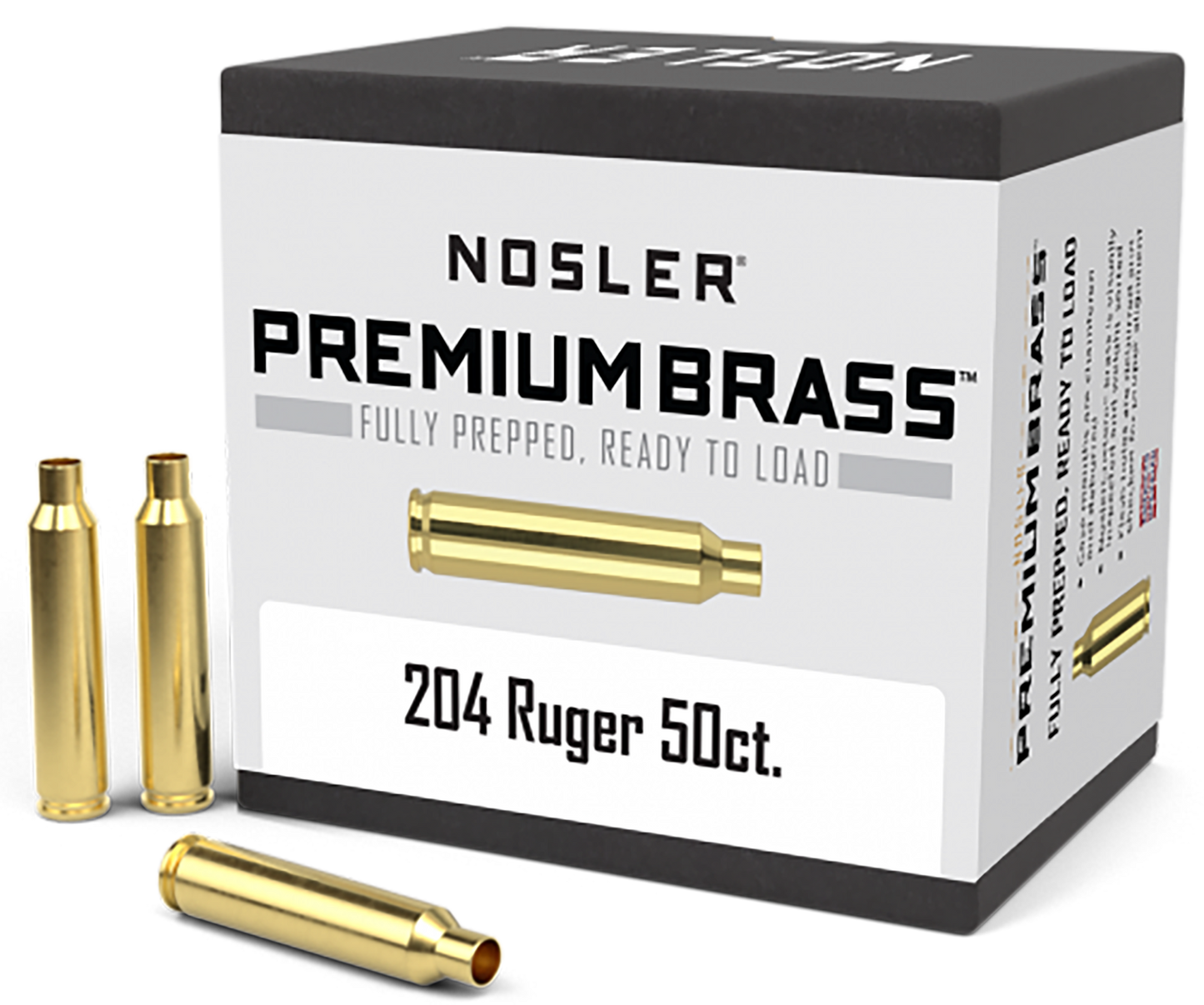 Nosler Unprimed Cases, Nos 10056 Custom Brass 204 Ruger 50