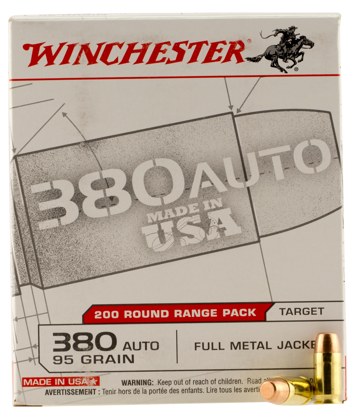 Winchester Ammo Usa, Win Usa380w 380 95 Fmj 100/05