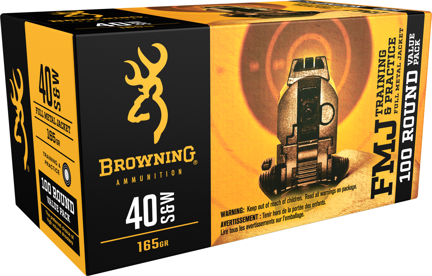 Browning Ammo Training & Practice, Brna B191800404 40s 165 Fmj Value Pk 100/05