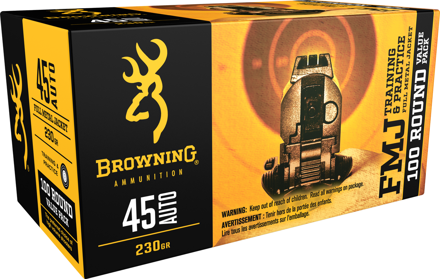 Browning Ammo Training & Practice, Brna B191800454 45a 230 Fmj Value Pk 100/05