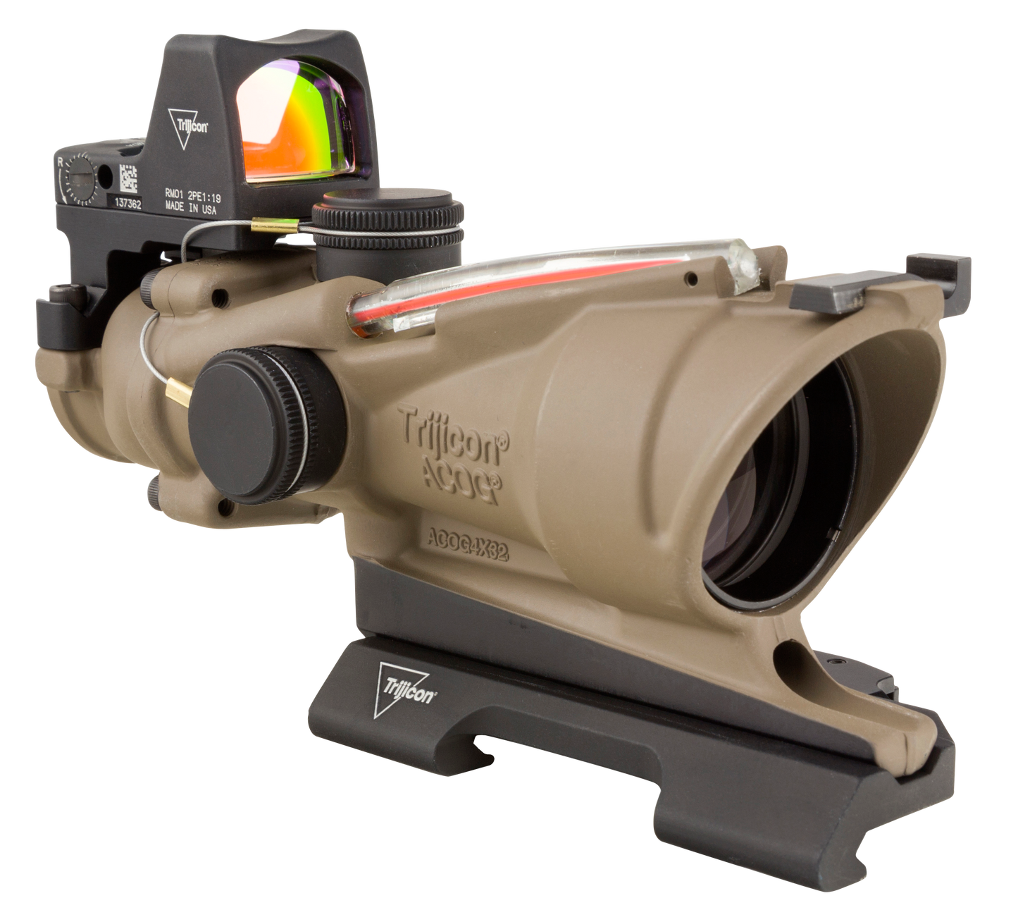 Trijicon Acog Ecos, Trj 100553 Ta31d100553 Combo 4x32/rmr2 3.25moa Fde