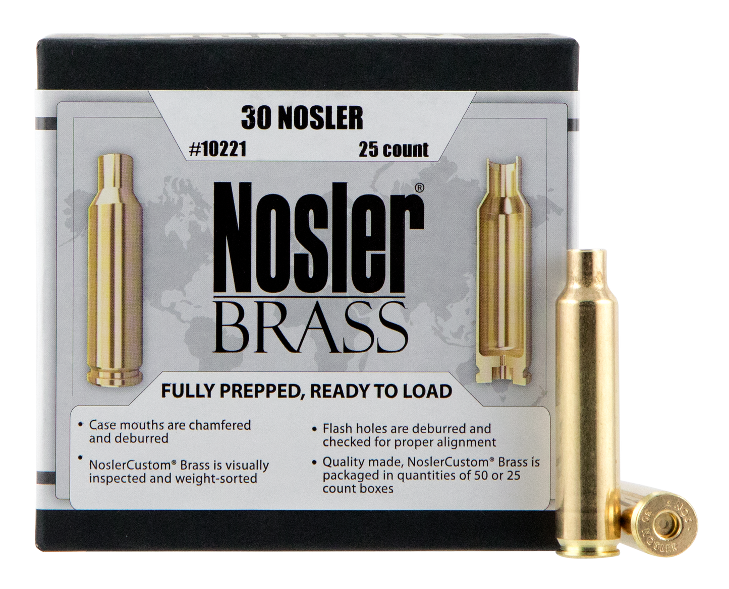 Nosler Unprimed Cases, Nos 10221 Custom Brass 30 Nosler 25