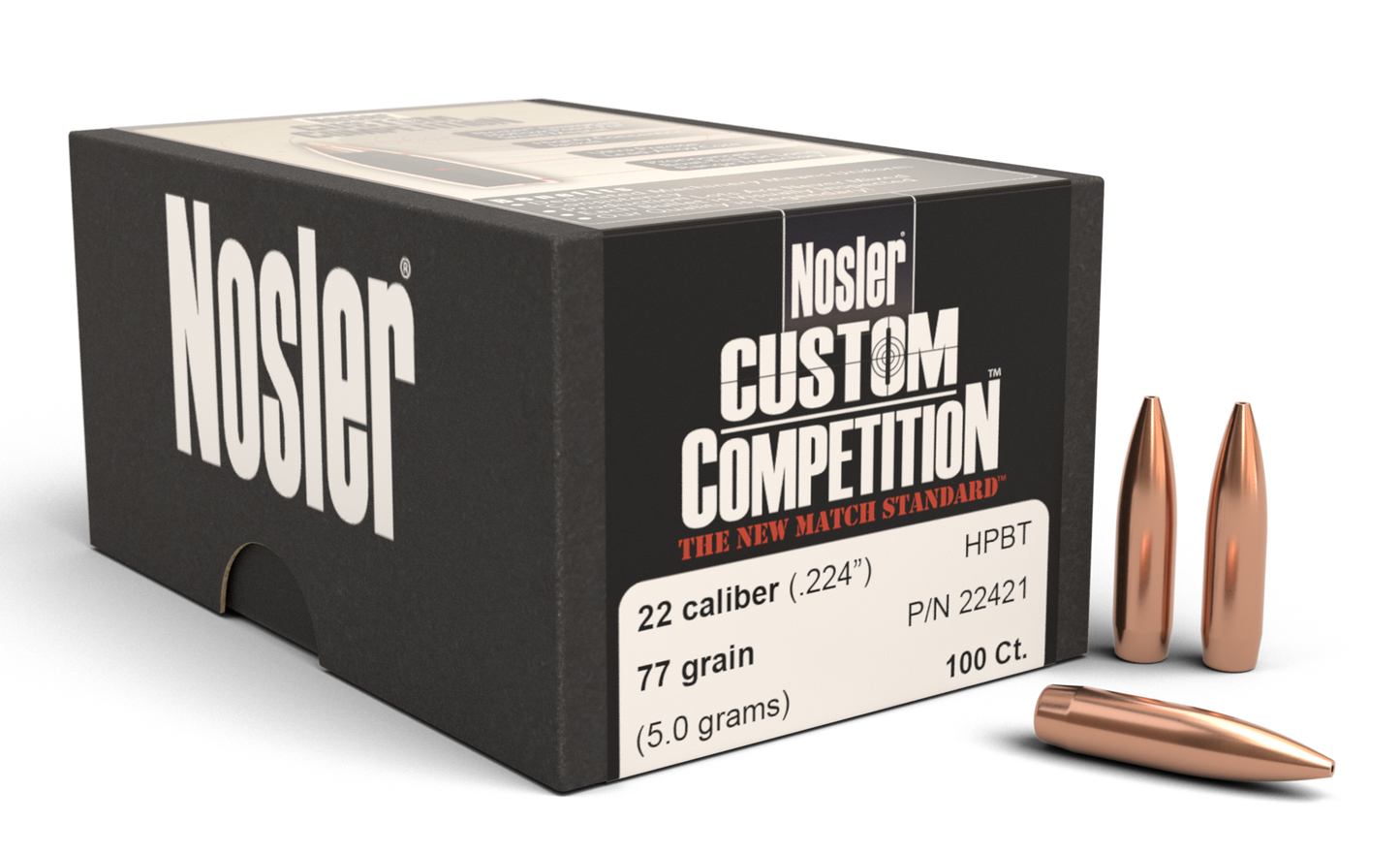Nosler Custom Competition, Nos 22421 Cust Comp 224 77 Hpbt 100
