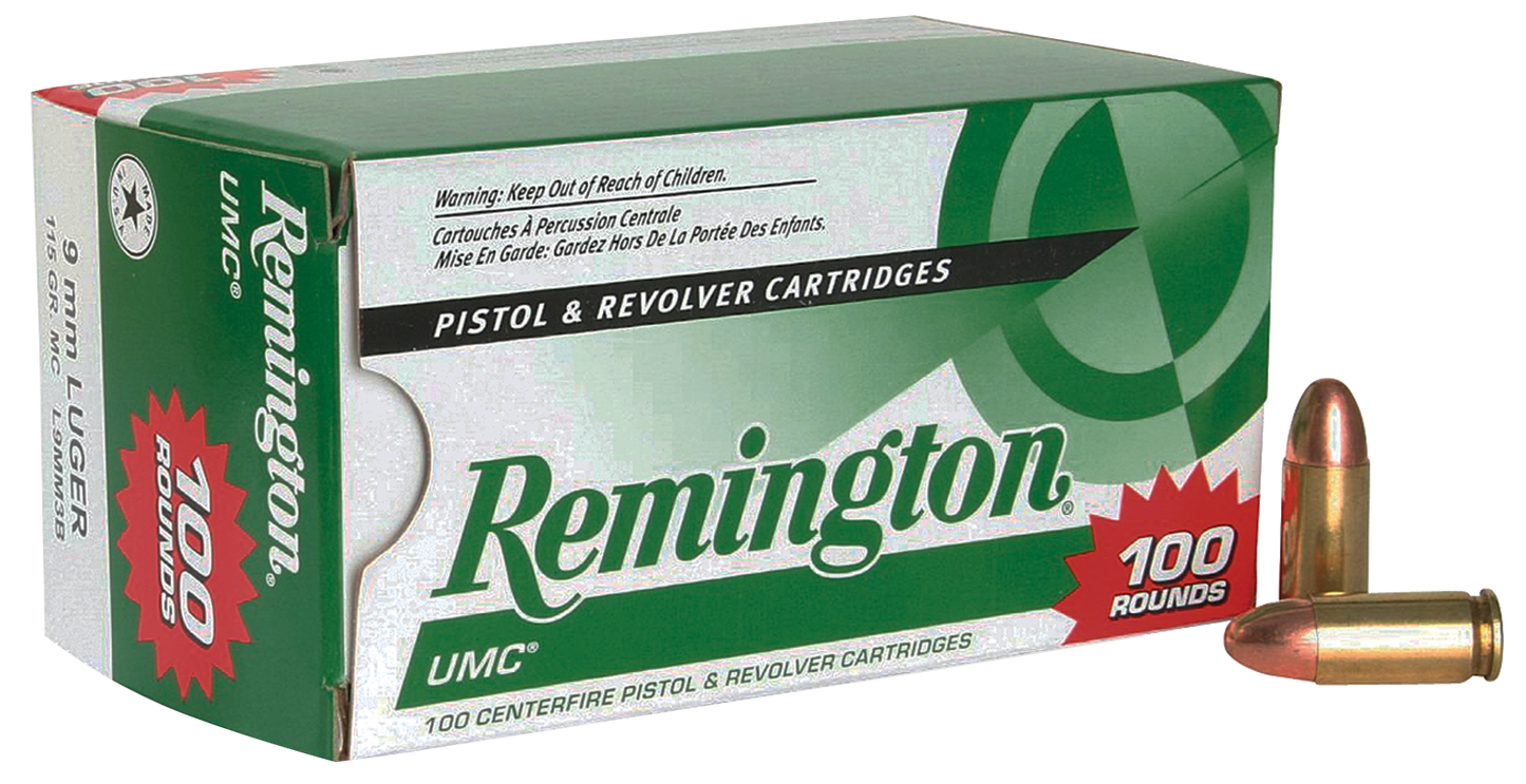 Remington Ammunition Umc, Rem 23765 L9mm3b Umc 9mm Vp 115mc 100/6