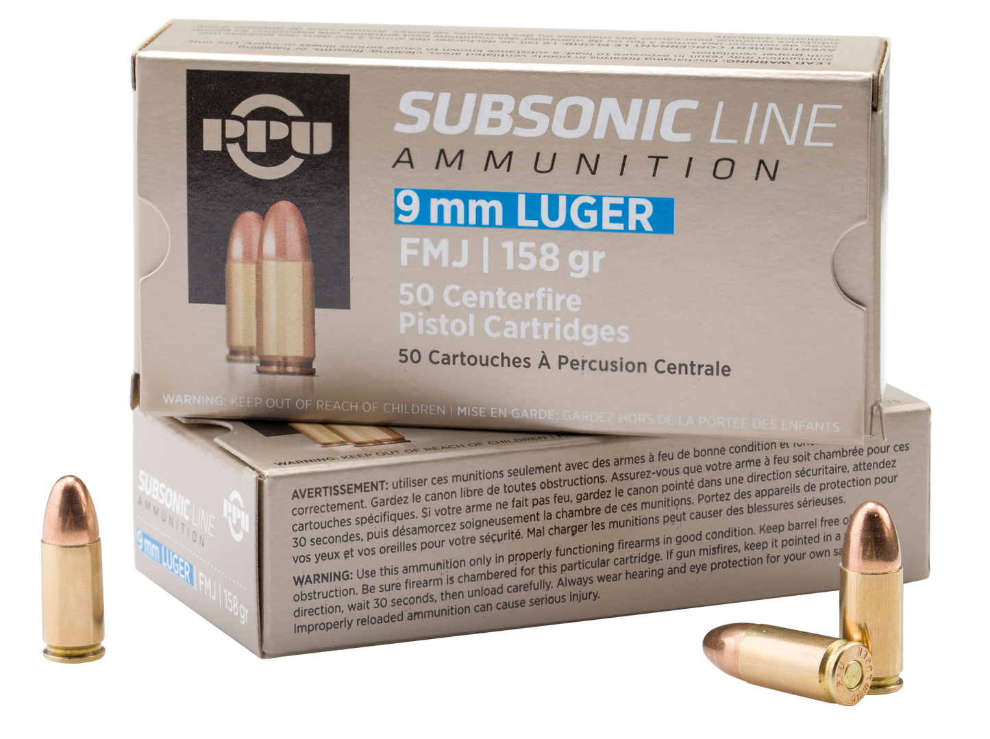 Ppu Subsonic, Ppu Pps9mm 9mm Lug Sub 158 Fmj 50/20