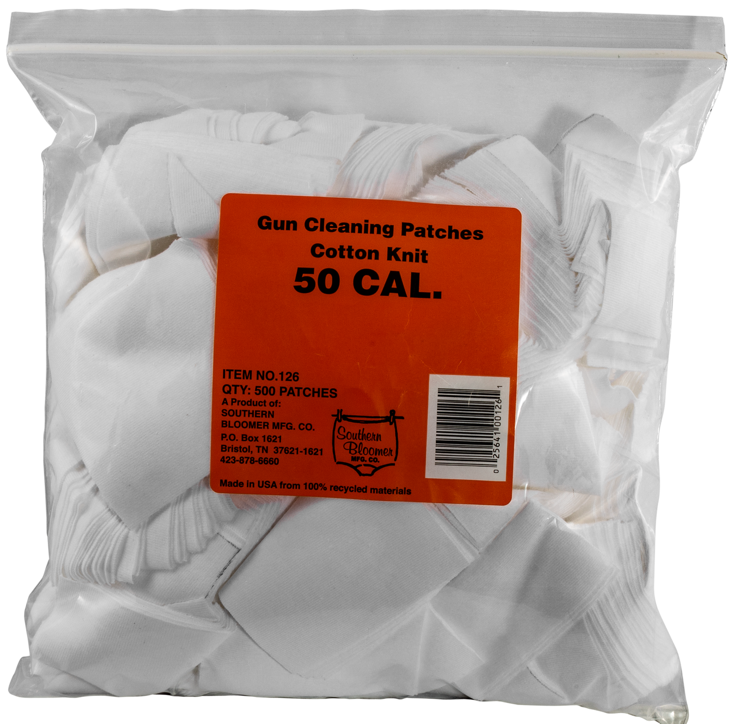 Southern Bloomer Cleaning Patches, Sbc 126 50 Cal Patches 500 Ct