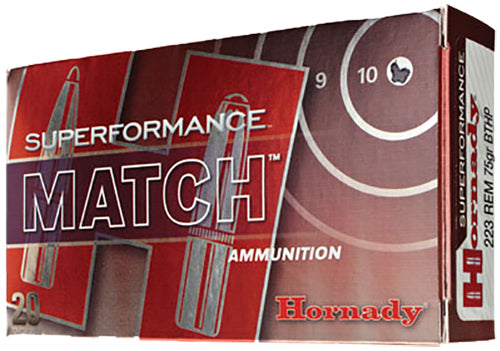 Hornady Superformance Match, Horn 80264 223 Rem 75 Spf Bthpm 20/10