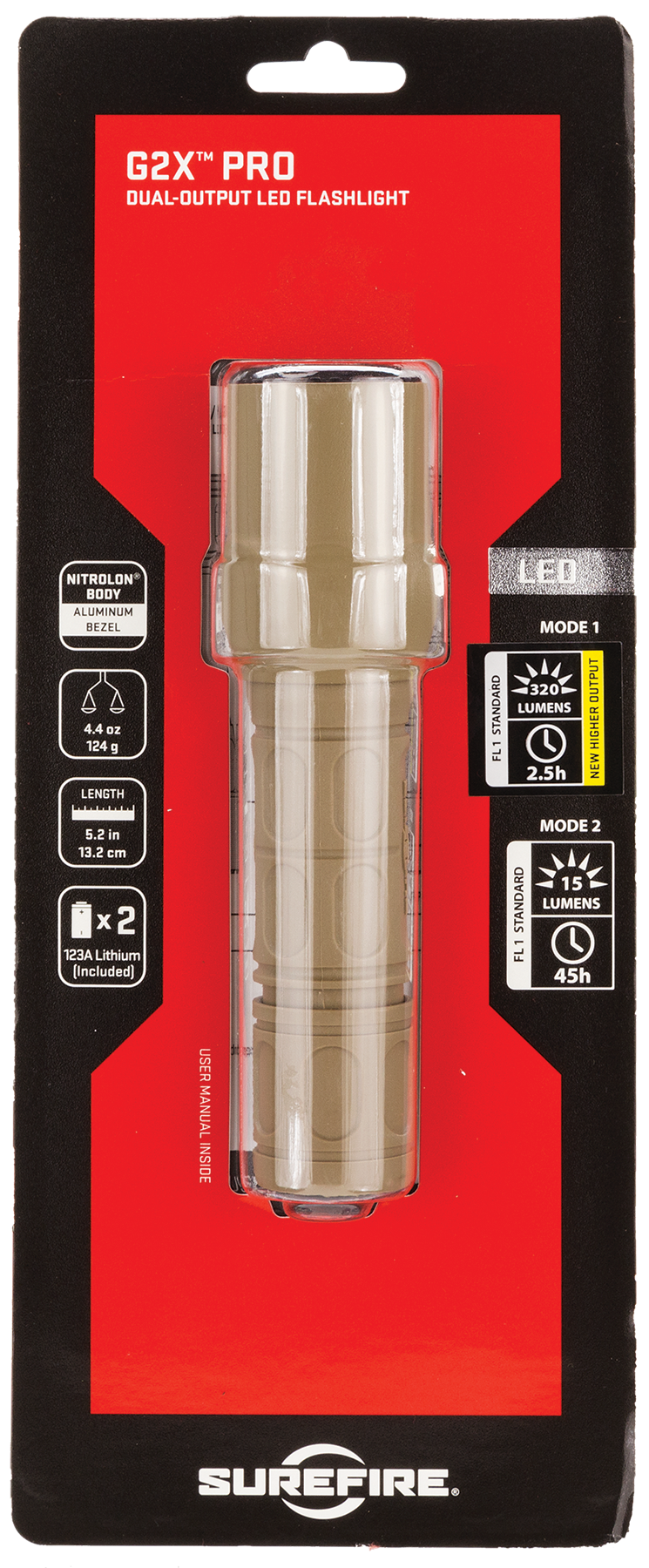 Surefire G2x, Sf G2x-d-tn Pro Dual Output 15-600