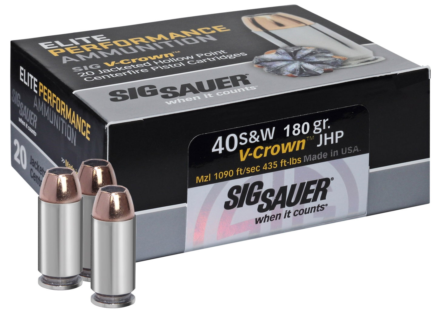 Sig Sauer Elite V-crown, Sig E40sw2-20 40s 180 Jhp Vcrwn 20-10