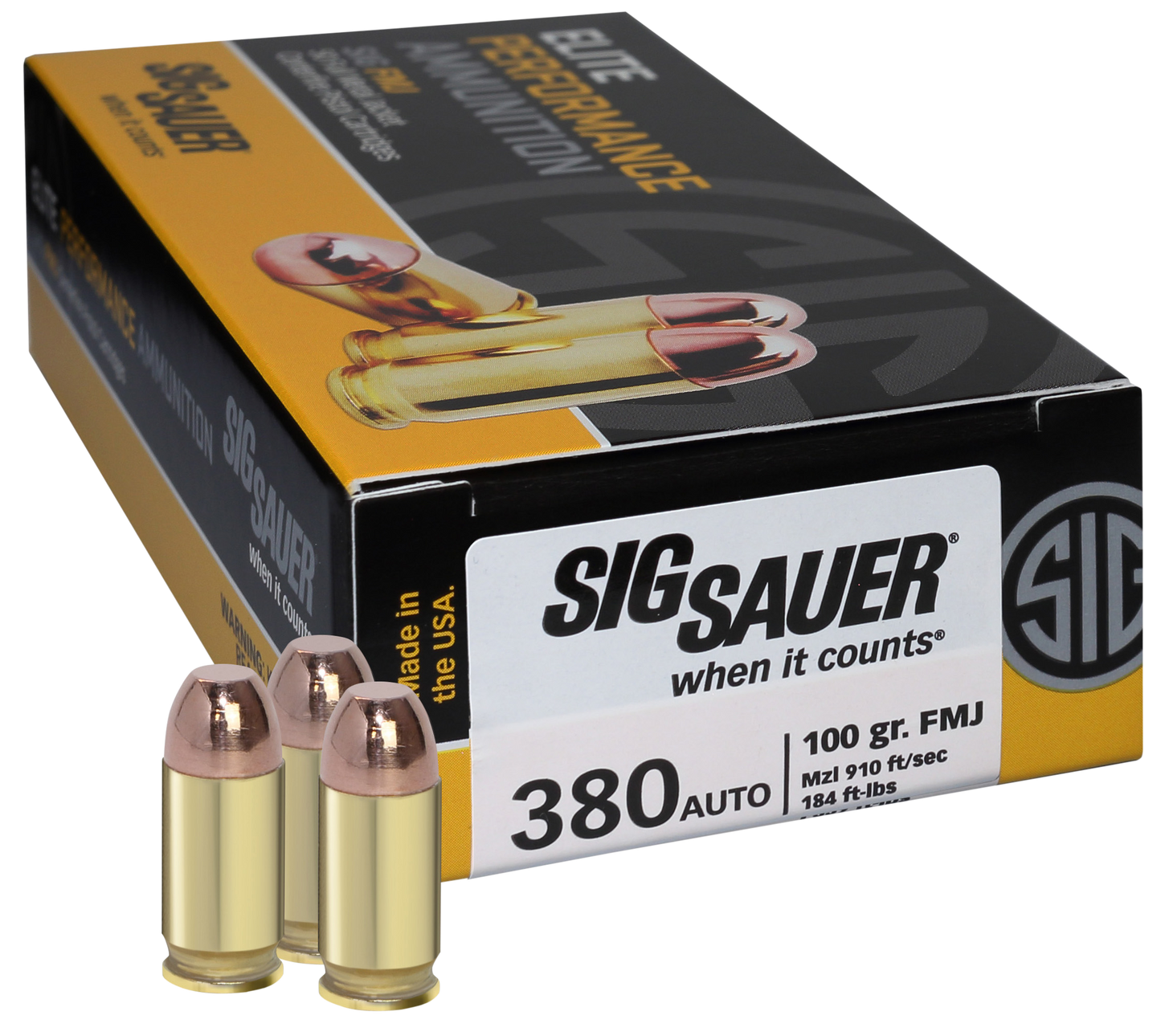 Sig Sauer Elite Ball, Sig E380b1-50 380 100 Fmj Elite 50/20