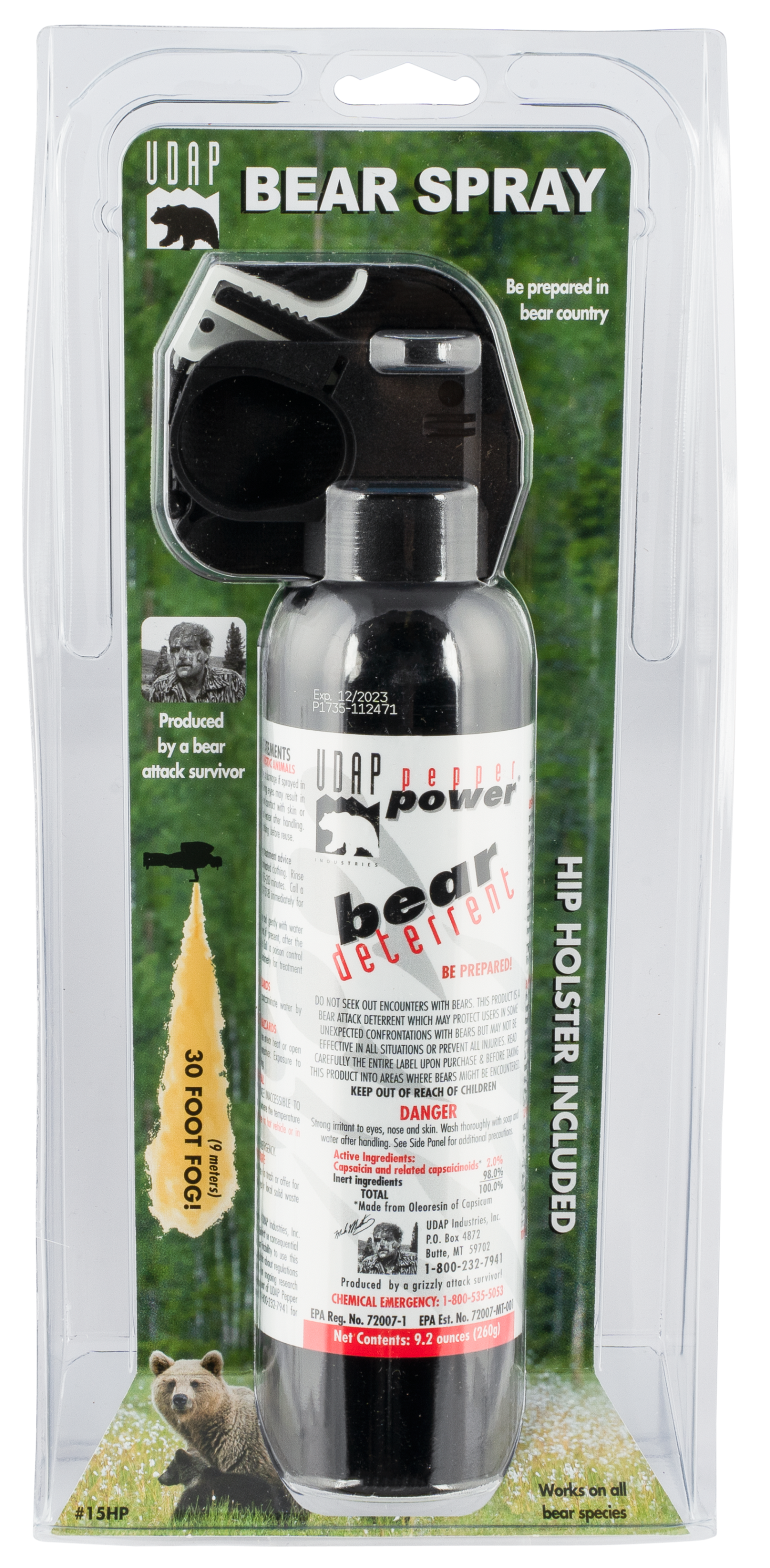 Udap Magnum Bear Spray, Udap 15hp Magnum Bear 260g Hip Hlstr