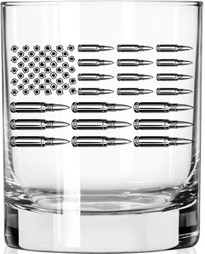 2 Monkey Whiskey Glass - Bullet Flag Logo Glass