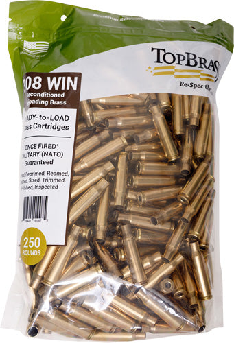 Top Brass Once Fired Unprimed - Brass .308 Win 250ct Pouch