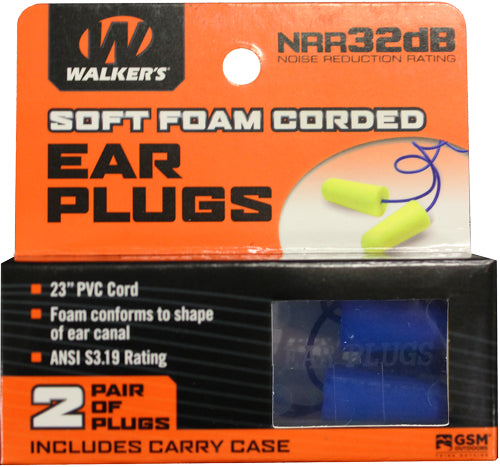 Walkers Ear Plugs Pvc Corded - Foam 32db Yellow/blue 2pair