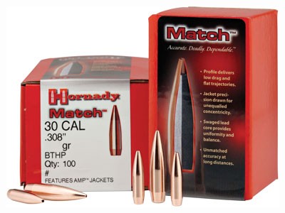 Hornady Bullets 30 Cal 308 155 - Gr Jhp-bt Match 100ct 15bx/cs