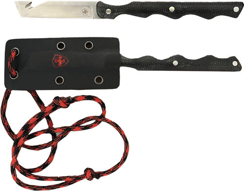 Templar Knife Neck Knife 2.46" - Blk W/red Powder D2 Slvr Tanto