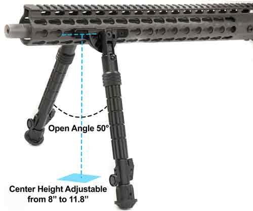 Utg Bipod Recon Flex Keymod - Matte Blk Center H 8.0"-11.8"