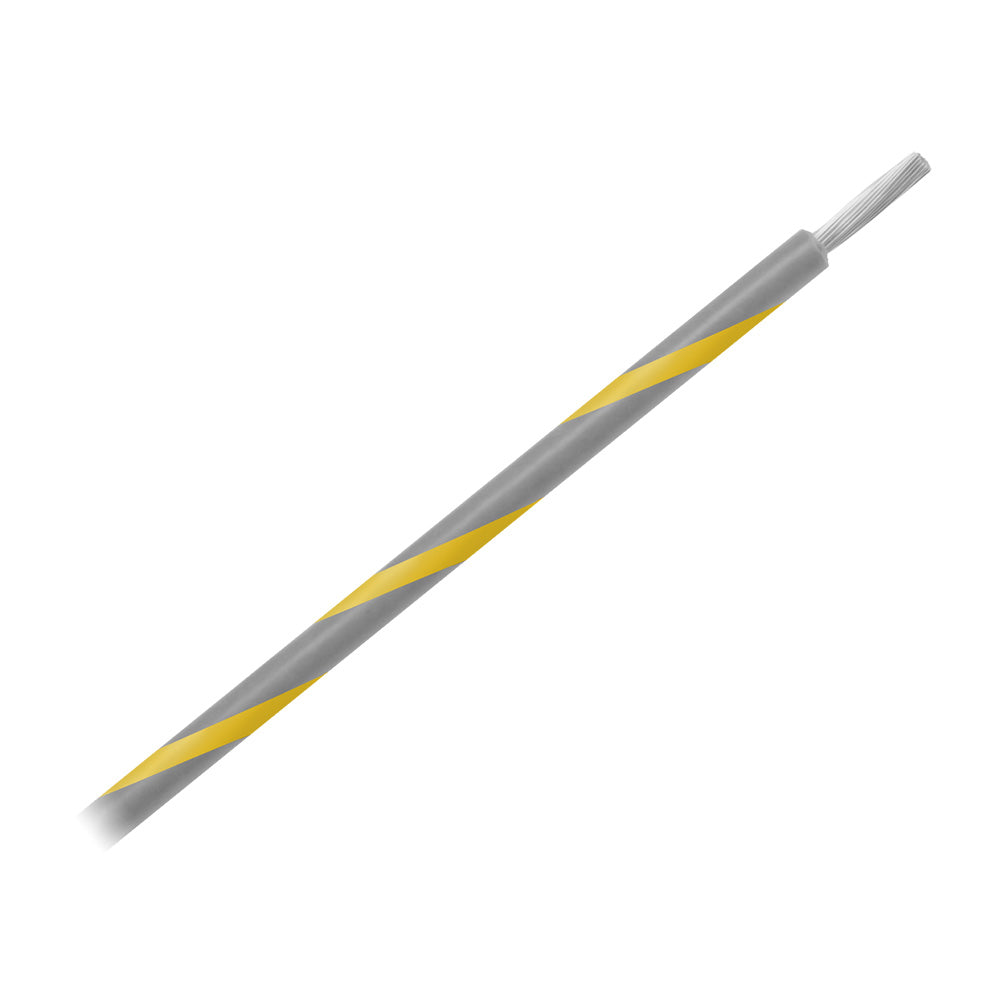 Pacer 14 AWG Gauge Striped Marine Wire 500' Spool - Grey w/Yellow Stripe