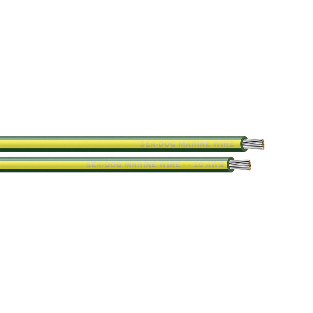 Sea-Dog 10 AWG Green/Yellow Stripe Primary Wire - 1000'