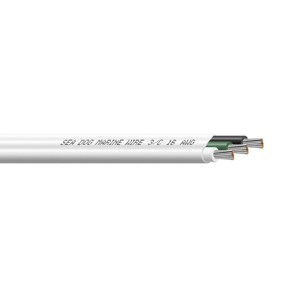 Sea-Dog 16/3 AWG Flat Triplex Wire - White/Green/Black - 250'
