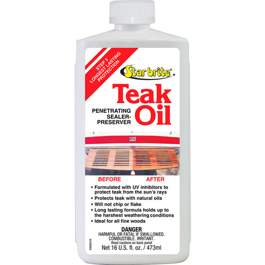 Star brite Teak Oil - Long Lasting, Penetrating, Sealer, & Preserver w/UV Inhibitors - 16 oz