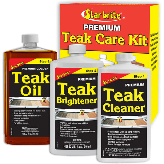 Star brite Premium Teak Care Kit - Step 1, Step 2, & Step 3 - 32 oz