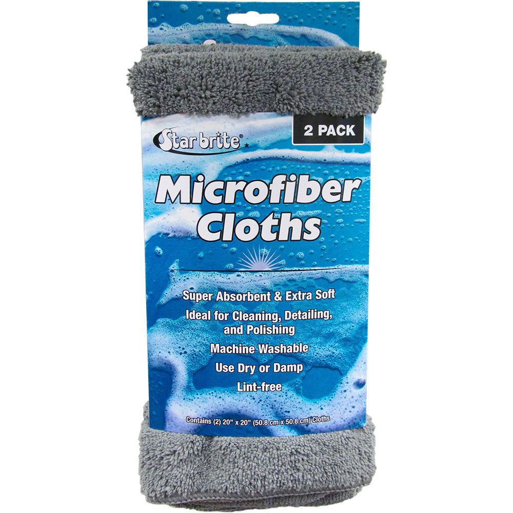 Star brite Microfiber Cloths 2 Pack - 20" x 20" Super Absorbent & Soft Towels