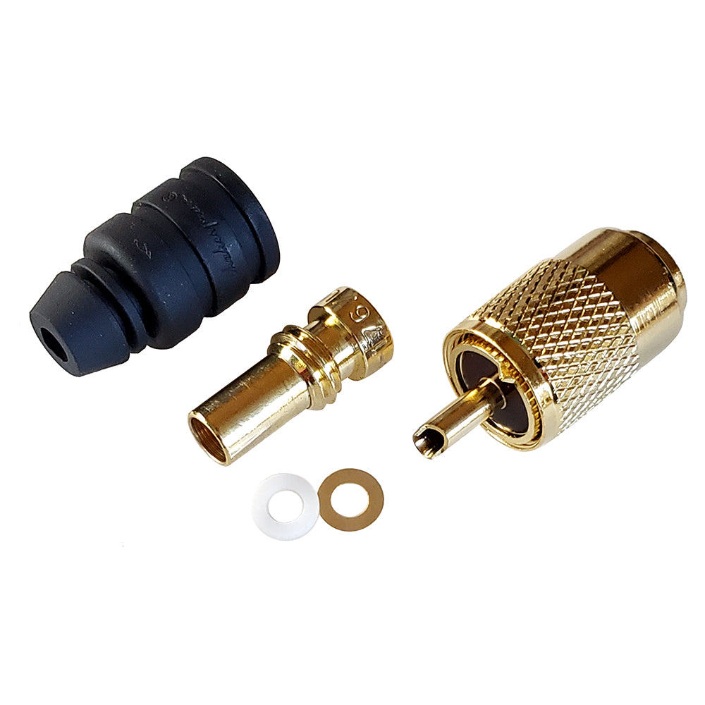 Shakespeare PL-259-58-G Gold Solder-Type Connector w/UG175 Adapter & DooDad® Cable Strain Relief f/RG-58