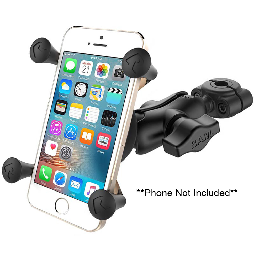 RAM Mount RAM® Torque™ 3/8" - 5/8" Diameter Mini Rail Base with 1" Ball, Short Arm and X-Grip® for Phones