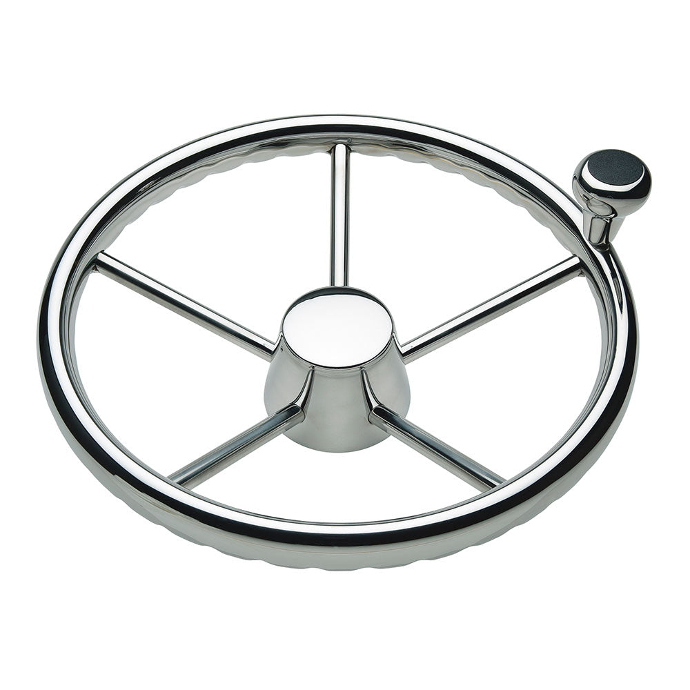 Schmitt Marine 170 Finger Grip Destroyer 5-Spoke 15.5" Stainless Steel Cap 3/4" Tapered Shaft w/Knob