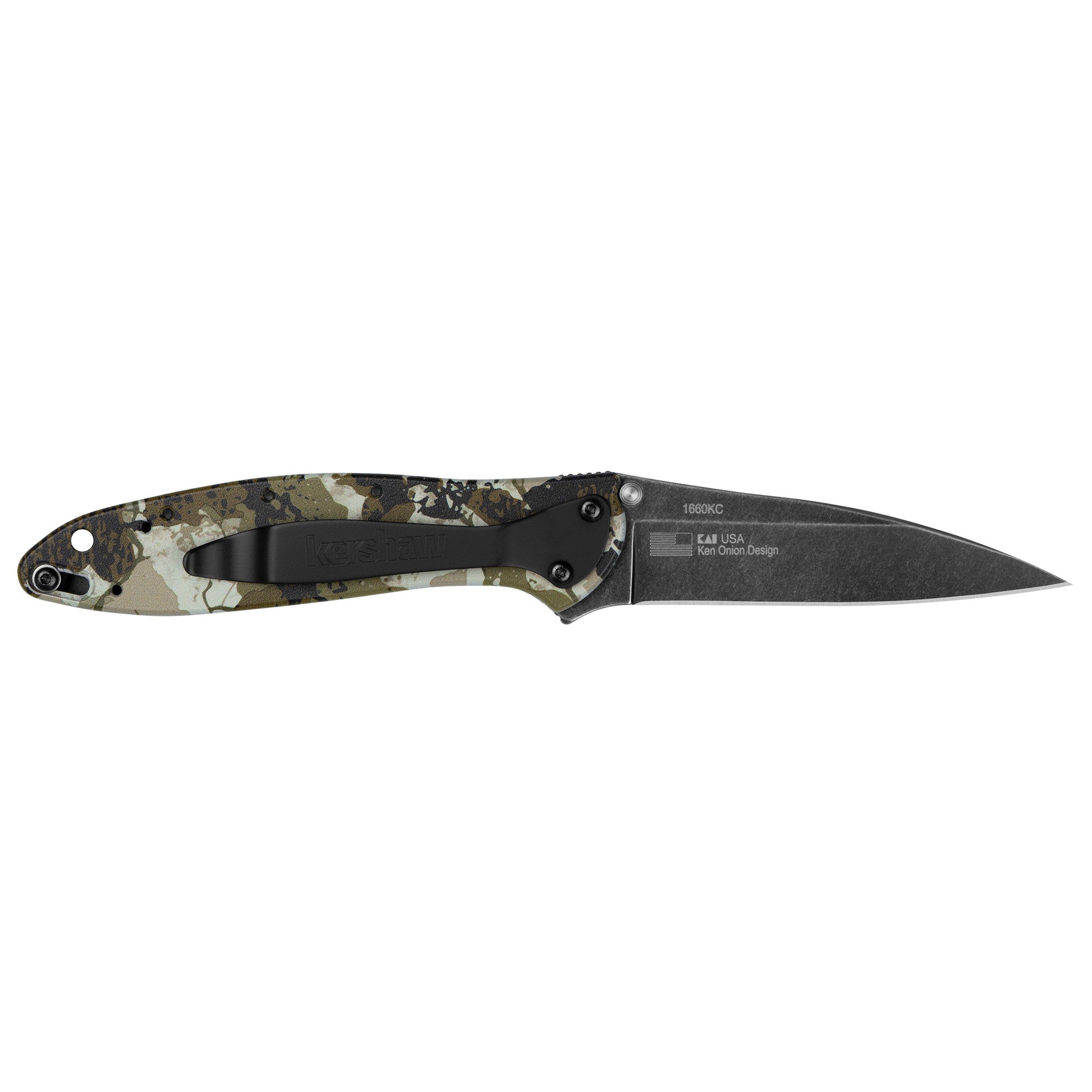 KERSHAW LEEK 3" KINGS CAMO BLKWASH