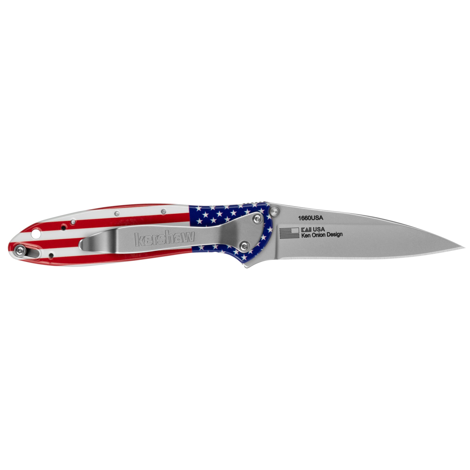 KERSHAW LEEK 3" USA FLAG/SLV