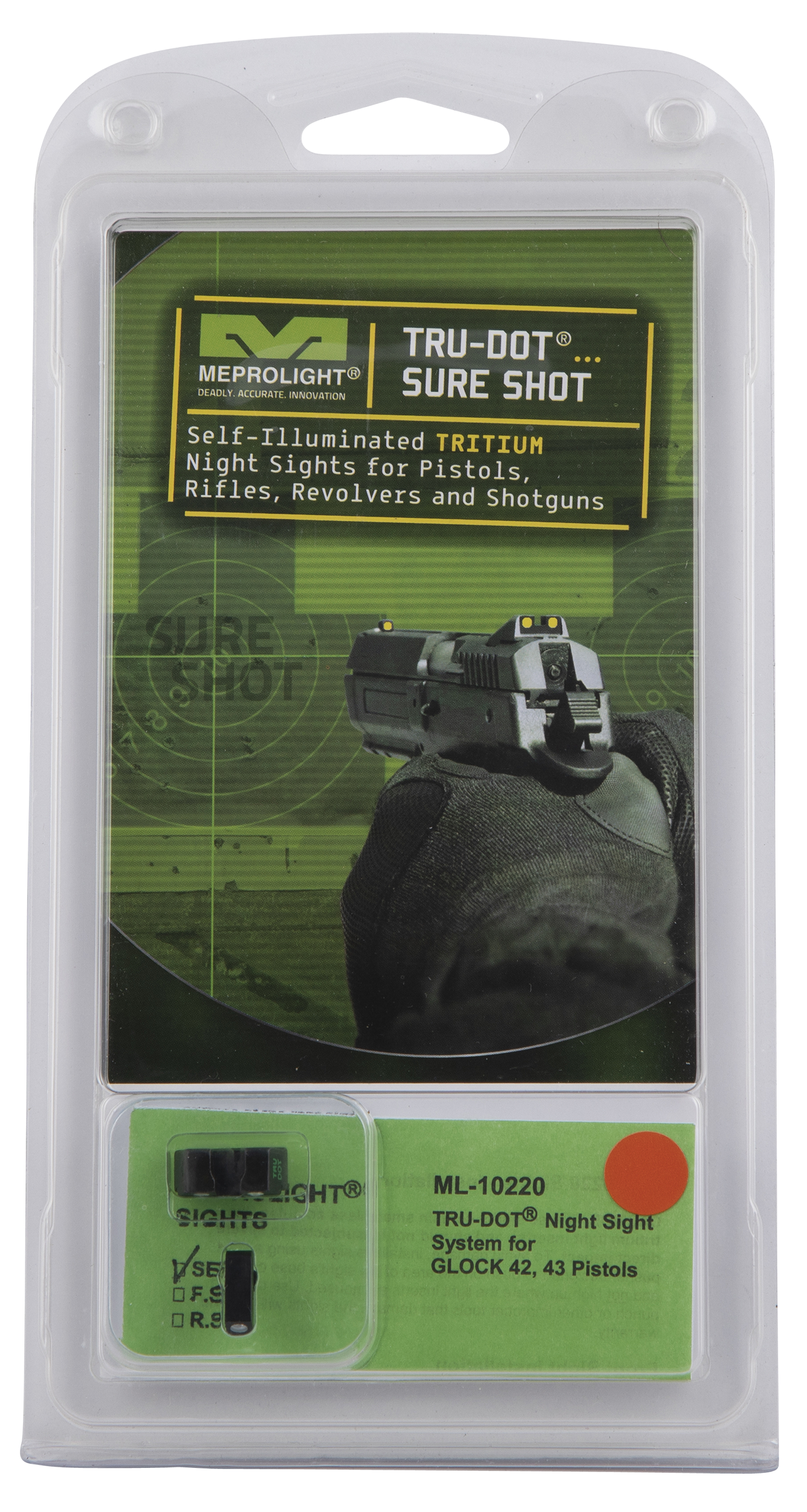 Mepro Usa Llc Mepro Tru-dot Fixed Sights, Mepro 102203301  Trudot Glk 42             Grn/org