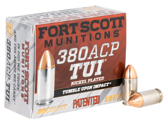 Fort Scott Munitions Tumble Upon Impact (tui), Fsm 380-095-scv      380acp  95gr Tui        20/25