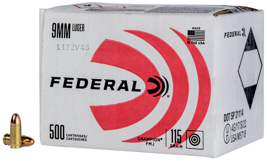 Federal Power-shok, Fed C9115a50    9mm Luger 115gr Fmj  Bulk    500/1
