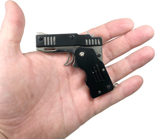 Rw Minis Rubber Band Gun Black - Key Chain Loop 7-shot Semiauto