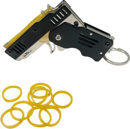 Rw Minis Rubber Band Gun Black - Key Chain Loop 7-shot Semiauto