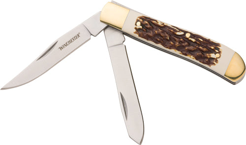 Winchester Knife 6.25" Oal - Stag Trapper W/knife Tin