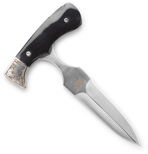 Cobratec Black Push Dagger 3" - Folder W/ Leather Sheath<