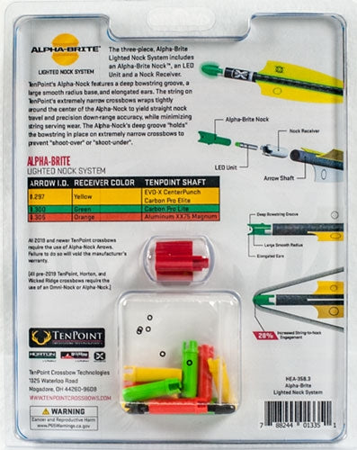 Tenpoint Lighted Xbow Nock - Alpha-brite .297" Green 3pk