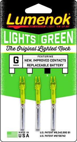 Lumenok Lighted Nock - X-series Green 3pk