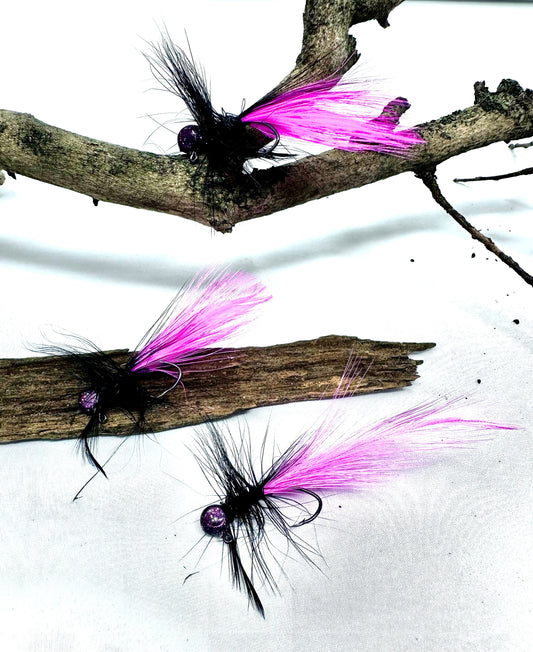Crappie Jigs Critter Black and Pink hand tied Sid Louis