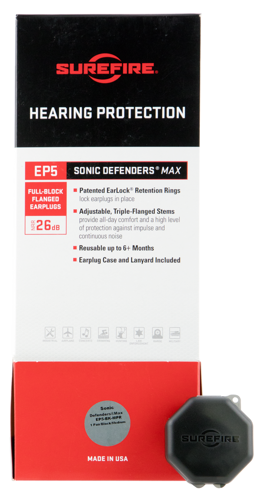Surefire Ep5, Sf Ep5-bk-mpr-bulk Full Block Earplugs Md Blk