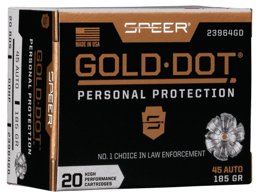 Speer Ammo Gold Dot, Speer 23964gd Gold Dot 45a    185 Hp         20/10