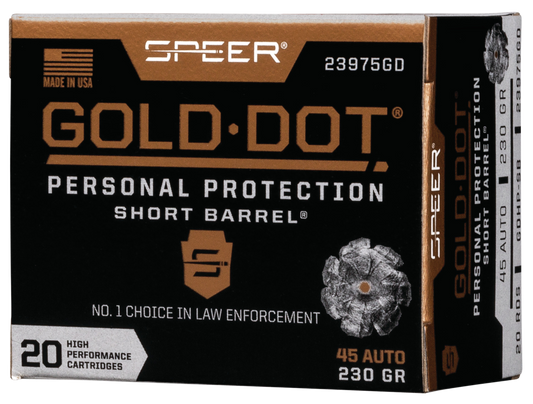 Speer Ammo Gold Dot, Speer 23975gd Gold Dot 45a    230 Hp Sb      20/10
