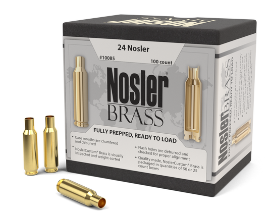 Nosler Unprimed Cases, Nos 10085 Custom Brass 24 Nosler               100