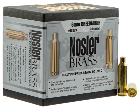 Nosler Unprimed Cases, Nos 10229 Custom Brass 6mm Creedmoor            50