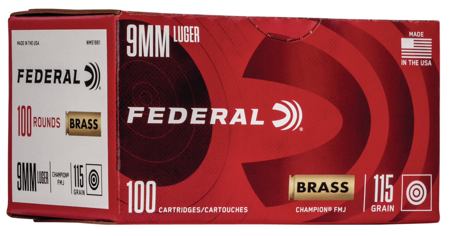 Federal Champion, Fed Wm51991     9mm Brass  115 Fmj        100/5