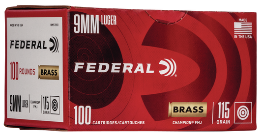 Federal Champion, Fed Wm51991     9mm Brass  115 Fmj        100/5