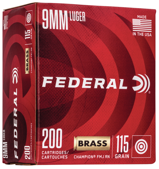 Federal Champion, Fed Wm51992     9mm Brass  115 Fmj        200/5